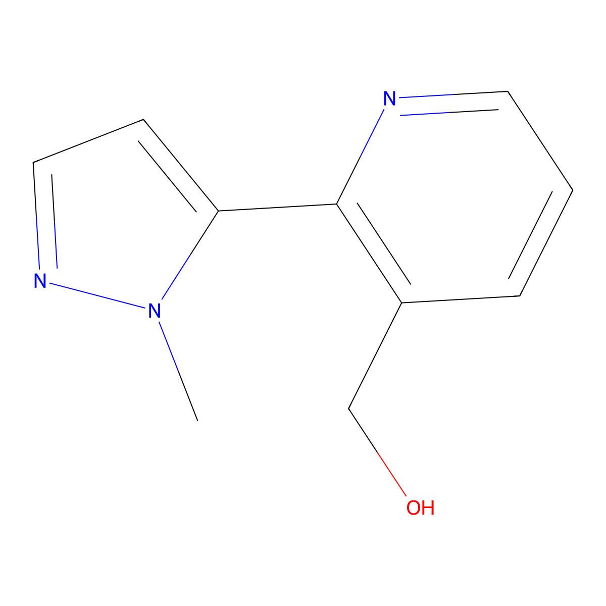 (2-(1-methyl-1H-pyrazol-5-yl)pyridin-3-yl)methanol molecular structure, CAS 1446346-67-3