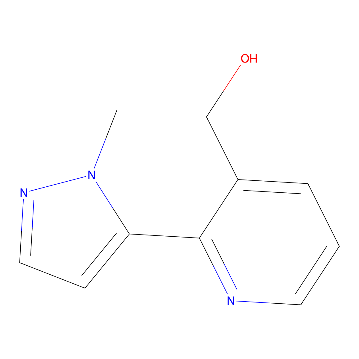 (2-(1-methyl-1H-pyrazol-5-yl)pyridin-3-yl)methanol molecular structure, CAS 1446346-67-3