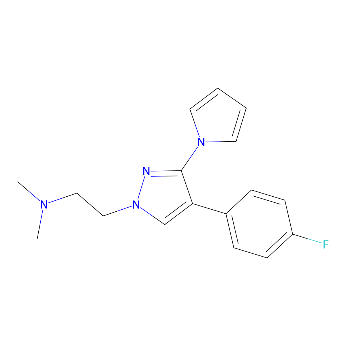 2-(4-(4-Fluorophenyl)-5-(1h-Pyrrol-1-Yl)-1h-Pyrazol-1-Yl)-N,N-Dimethylethanamine molecular structure, CAS 1446352-68-6
