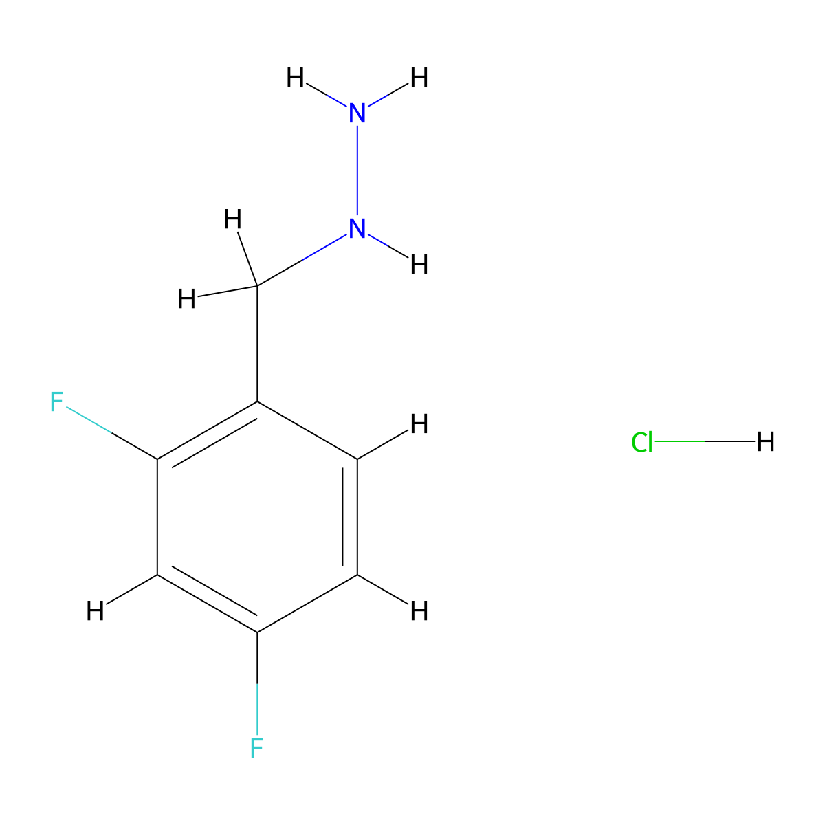 (2,4-Difluorobenzyl)hydrazine hydrochloride molecular structure, CAS 1446360-19-5