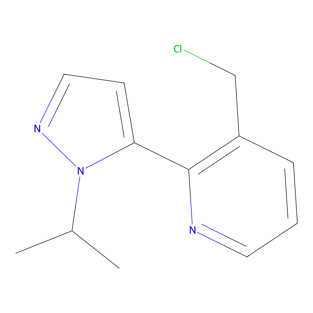 3-(chloromethyl)-2-(1-isopropyl-1H-pyrazol-5-yl)pyridine molecular structure, CAS 1446395-78-3