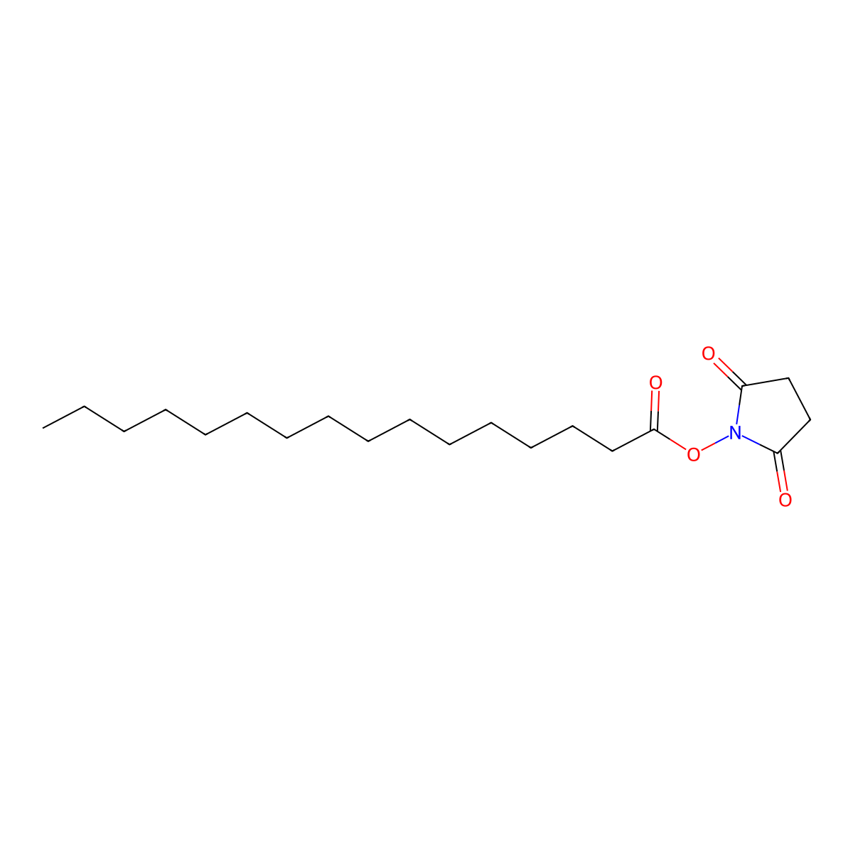 Palmitic acid N-hydroxysuccinimide molecular structure, CAS 14464-31-4