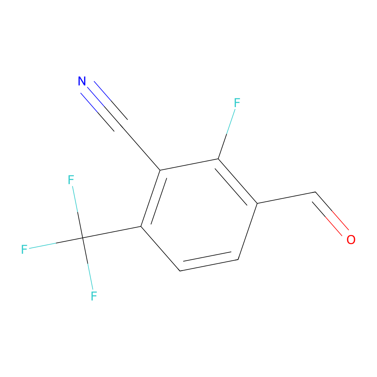 2-Fluoro-3-formyl-6-(trifluoromethyl)benzonitrile molecular structure, CAS 1446401-24-6