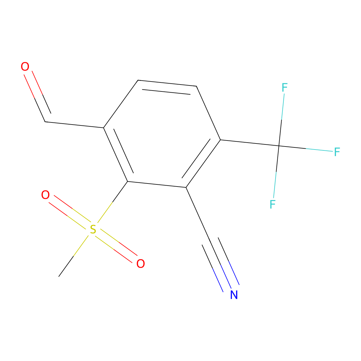 3-Formyl-2-(methylsulfonyl)-6-(trifluoromethyl)benzonitrile molecular structure, CAS 1446401-25-7