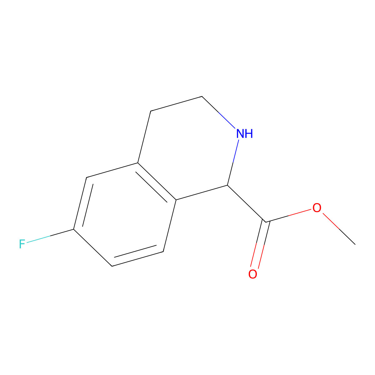 Methyl 6-fluoro-1,2,3,4-tetrahydroisoquinoline-1-carboxylate molecular structure, CAS 1446406-54-7