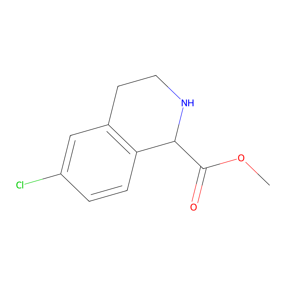 Methyl 6-chloro-1,2,3,4-tetrahydroisoquinoline-1-carboxylate molecular structure, CAS 1446406-59-2