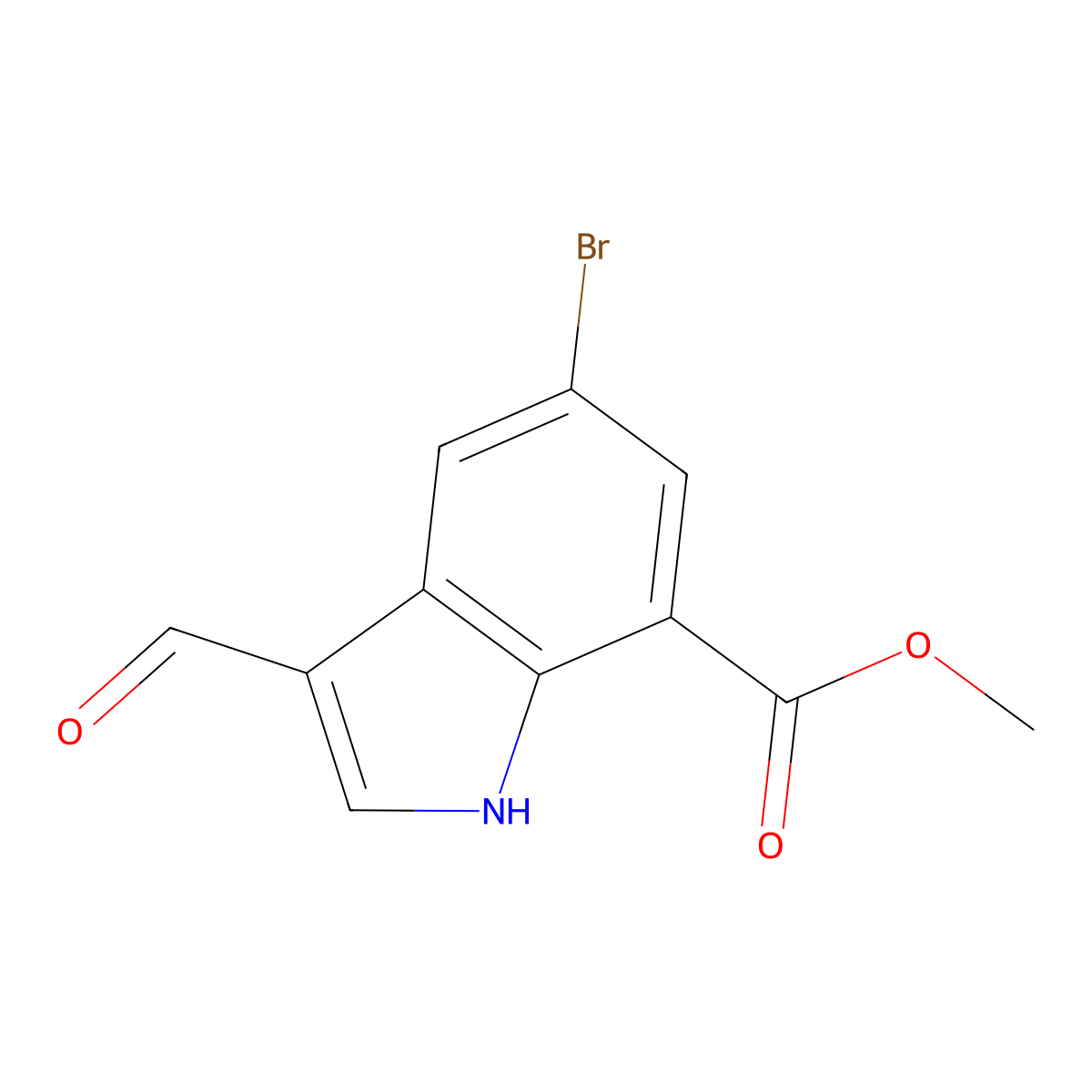 methyl 5-bromo-3-formyl-1H-indole-7-carboxylate molecular structure, CAS 1446406-68-3
