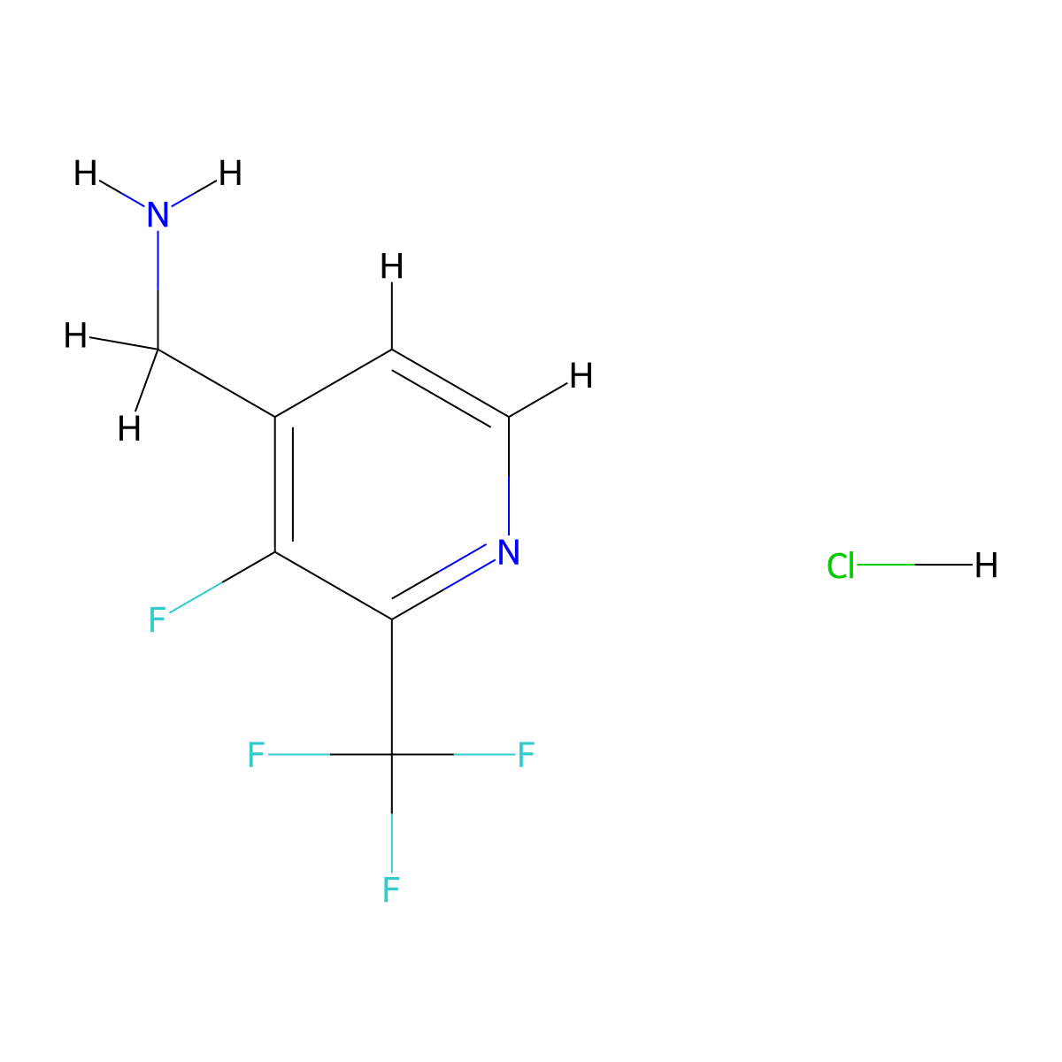 [3-Fluoro-2-(trifluoromethyl)pyridin-4-yl]methanamine hydrochloride molecular structure, CAS 1446407-50-6
