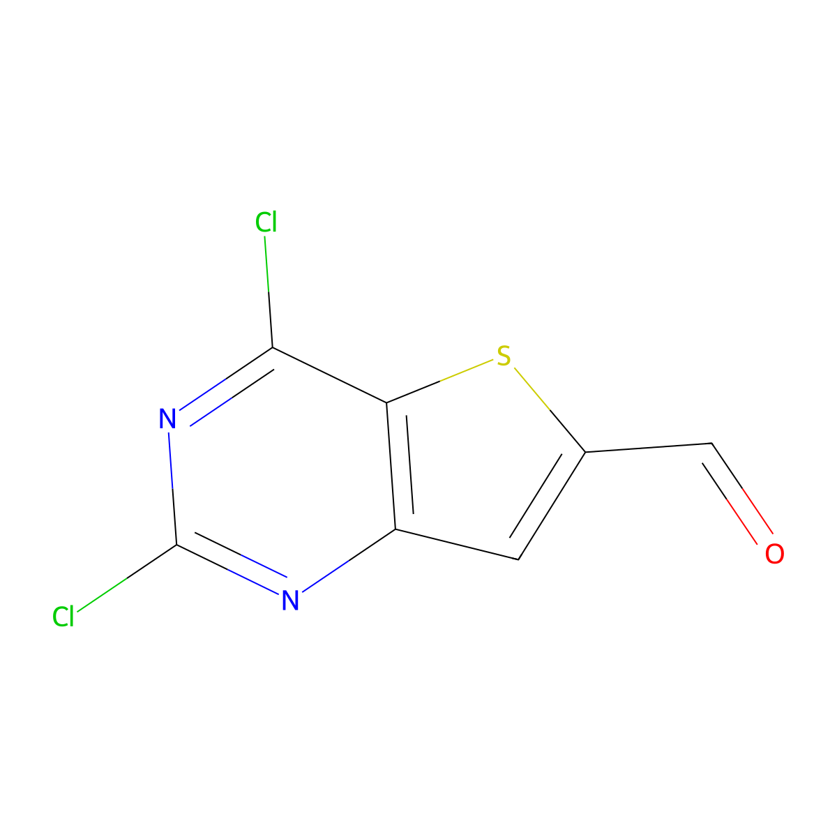 2,4-Dichlorothieno[3,2-d]pyrimidine-6-carbaldehyde molecular structure, CAS 1446408-10-1