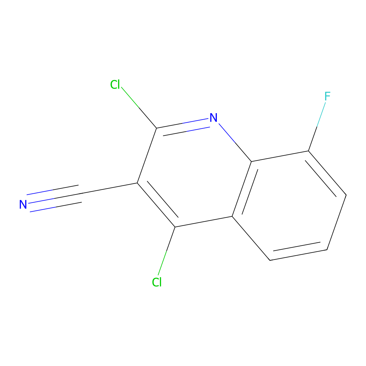 2,4-Dichloro-8-fluoroquinoline-3-carbonitrile molecular structure, CAS 1446408-71-4