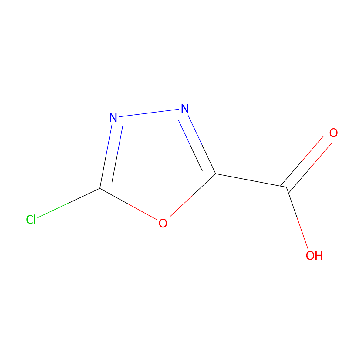 5-Chloro-1,3,4-oxadiazole-2-carboxylic acid molecular structure, CAS 1446409-04-6