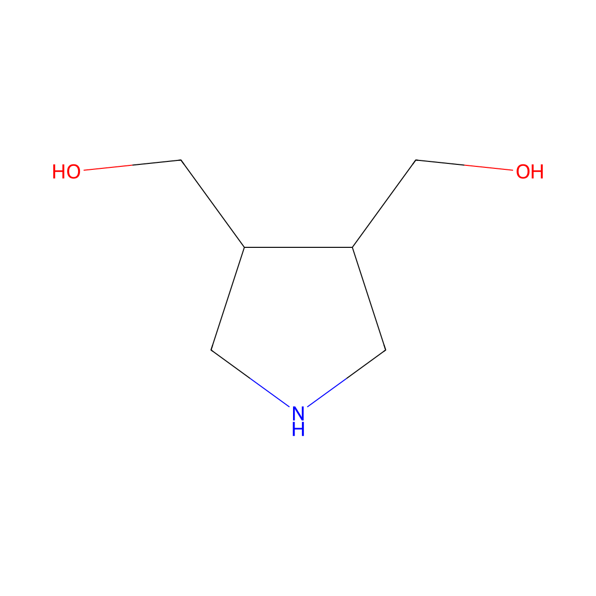 rac-[(3S,4R)-4-(hydroxymethyl)pyrrolidin-3-yl]methanol molecular structure, CAS 1446409-57-9