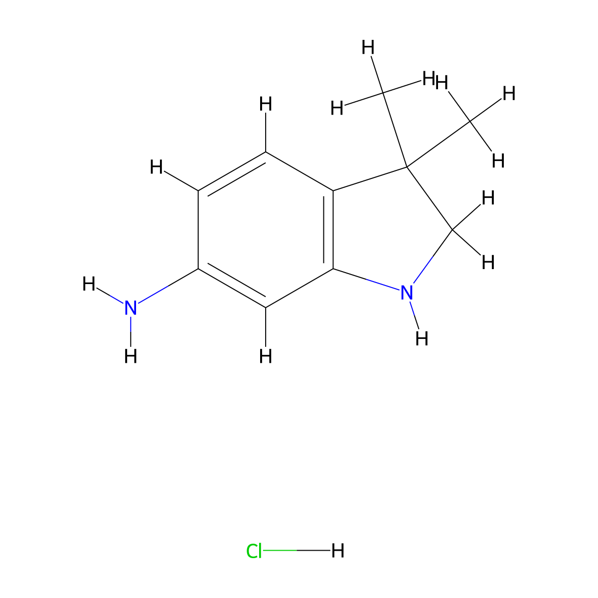 3,3-Dimethylindolin-6-amine hydrochloride molecular structure, CAS 1446412-22-1