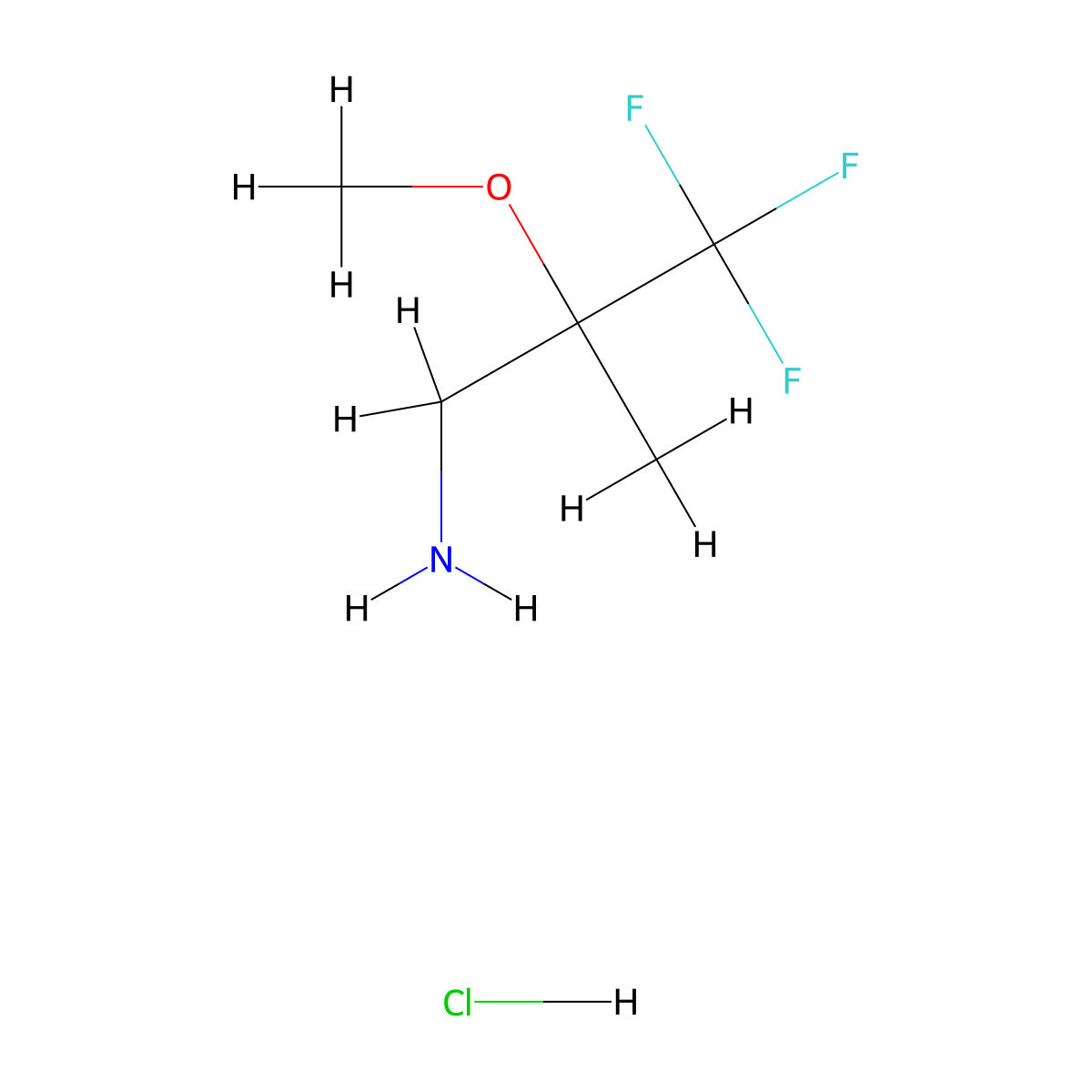 3,3,3-Trifluoro-2-methoxy-2-methylpropan-1-amine hydrochloride molecular structure, CAS 1446412-72-1