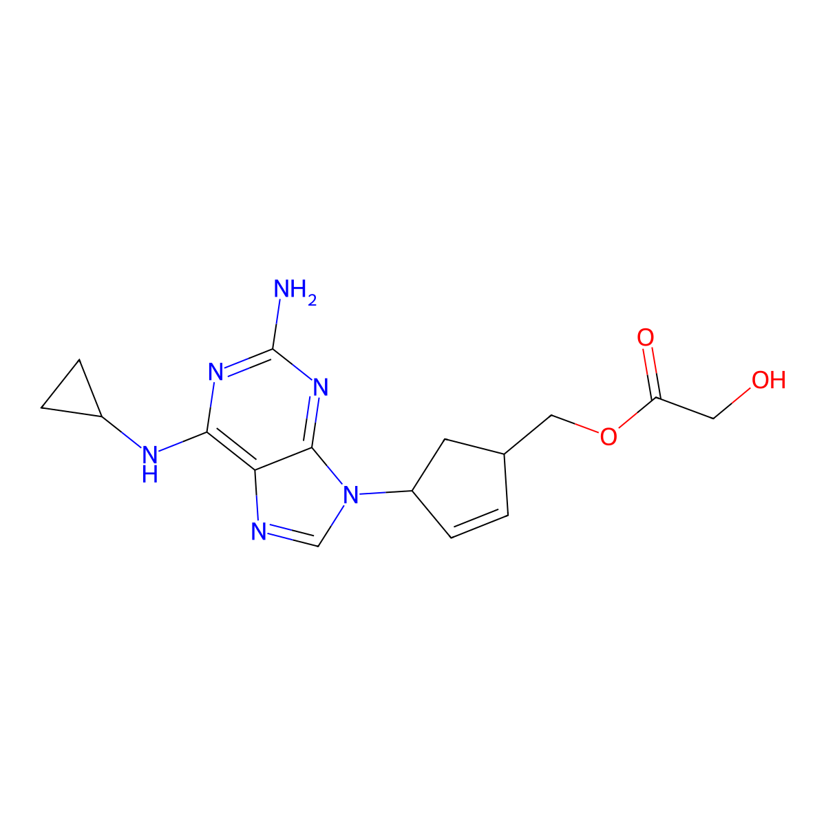 Abacavir hydroxyacetate molecular structure, CAS 1446418-48-9