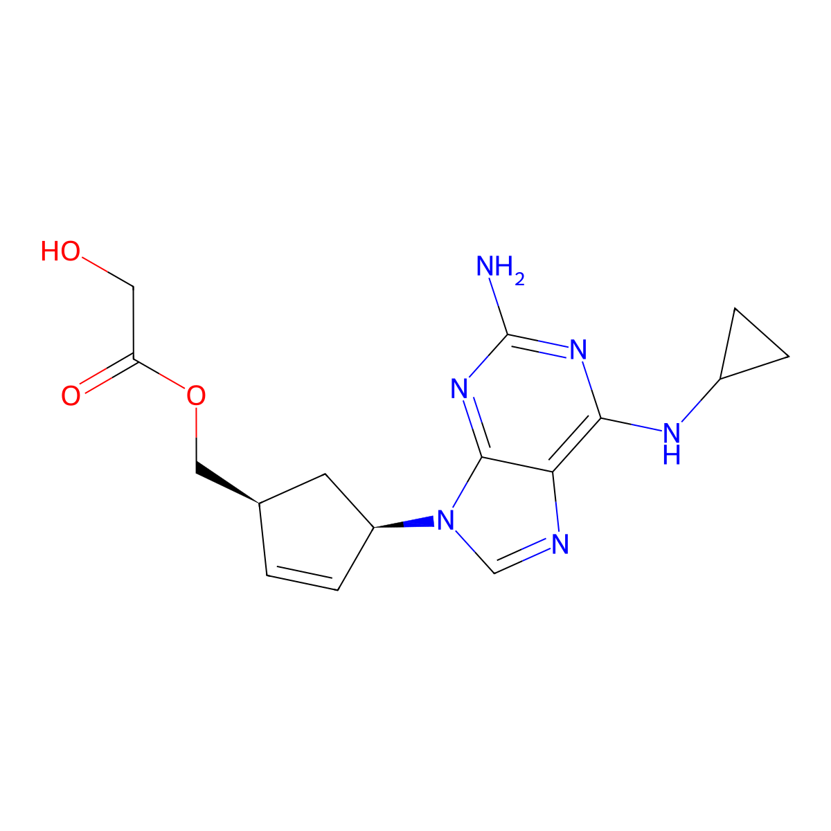 Abacavir hydroxyacetate molecular structure, CAS 1446418-48-9