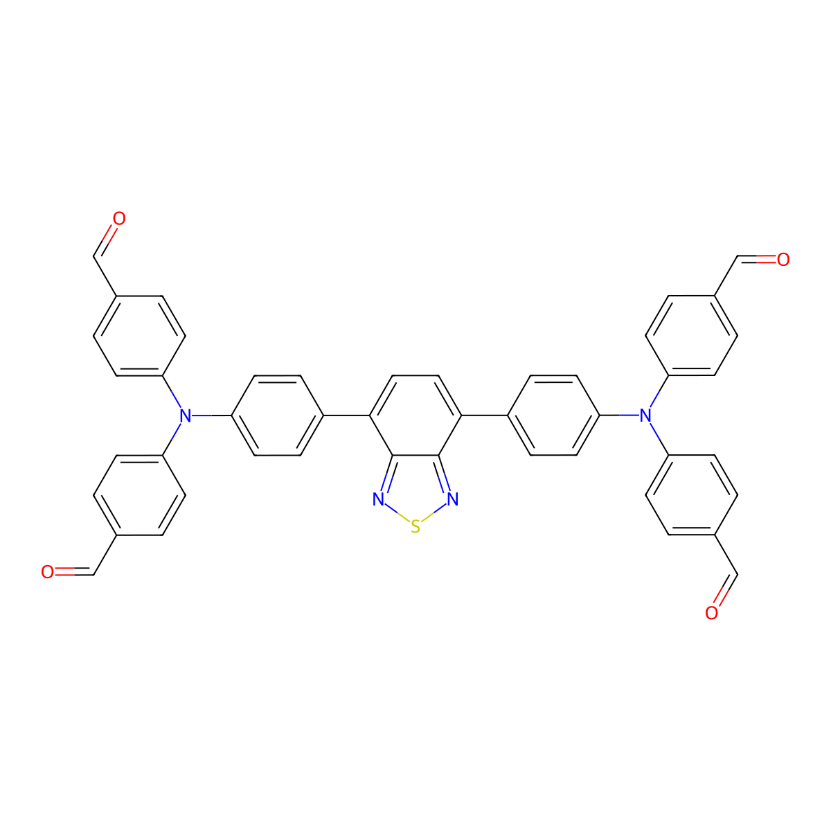 4,4',4'',4'''-((Benzo[c][1,2,5]thiadiazole-4,7-diylbis(4,1-phenylene))bis(azanetriyl))tetrabenzaldehyde molecular structure, CAS 1446426-30-7