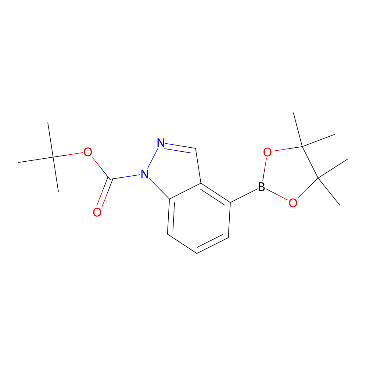tert-butyl 4-(4,4,5,5-tetramethyl-1,3,2-dioxaborolan-2-yl)-1H-indazole-1-carboxylate molecular structure, CAS 1446443-06-6