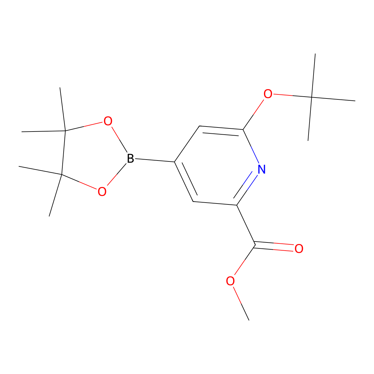 Methyl 6-(tert-butoxy)-4-(4,4,5,5-tetramethyl-1,3,2-dioxaborolan-2-yl)picolinate molecular structure, CAS 1446443-22-6