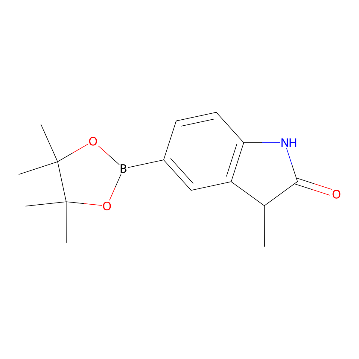 3-Methyl-5-(4,4,5,5-tetramethyl-1,3,2-dioxaborolan-2-yl)indolin-2-one molecular structure, CAS 1446443-34-0