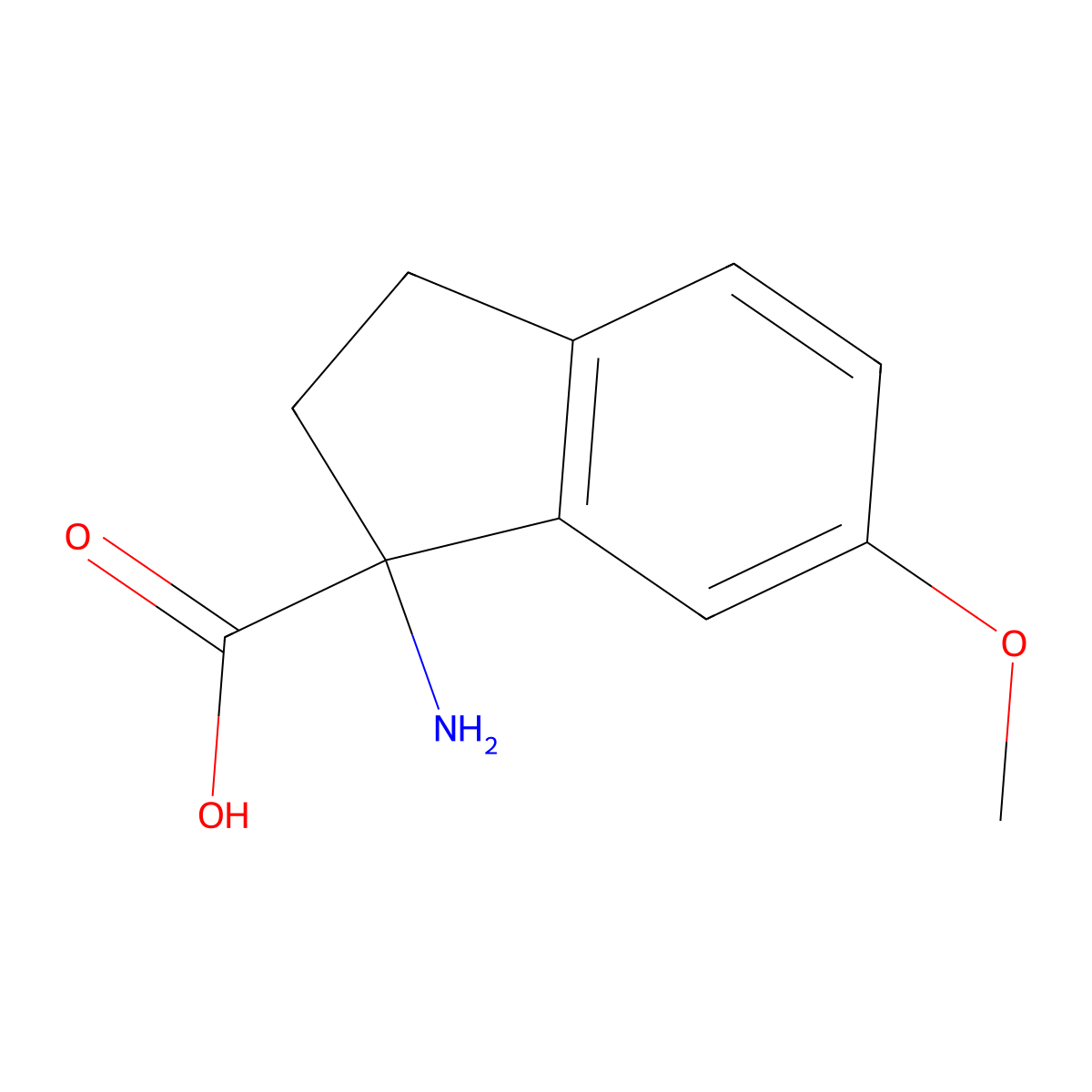 1-amino-6-methoxy-2,3-dihydro-1H-indene-1-carboxylic acid molecular structure, CAS 144646-14-0