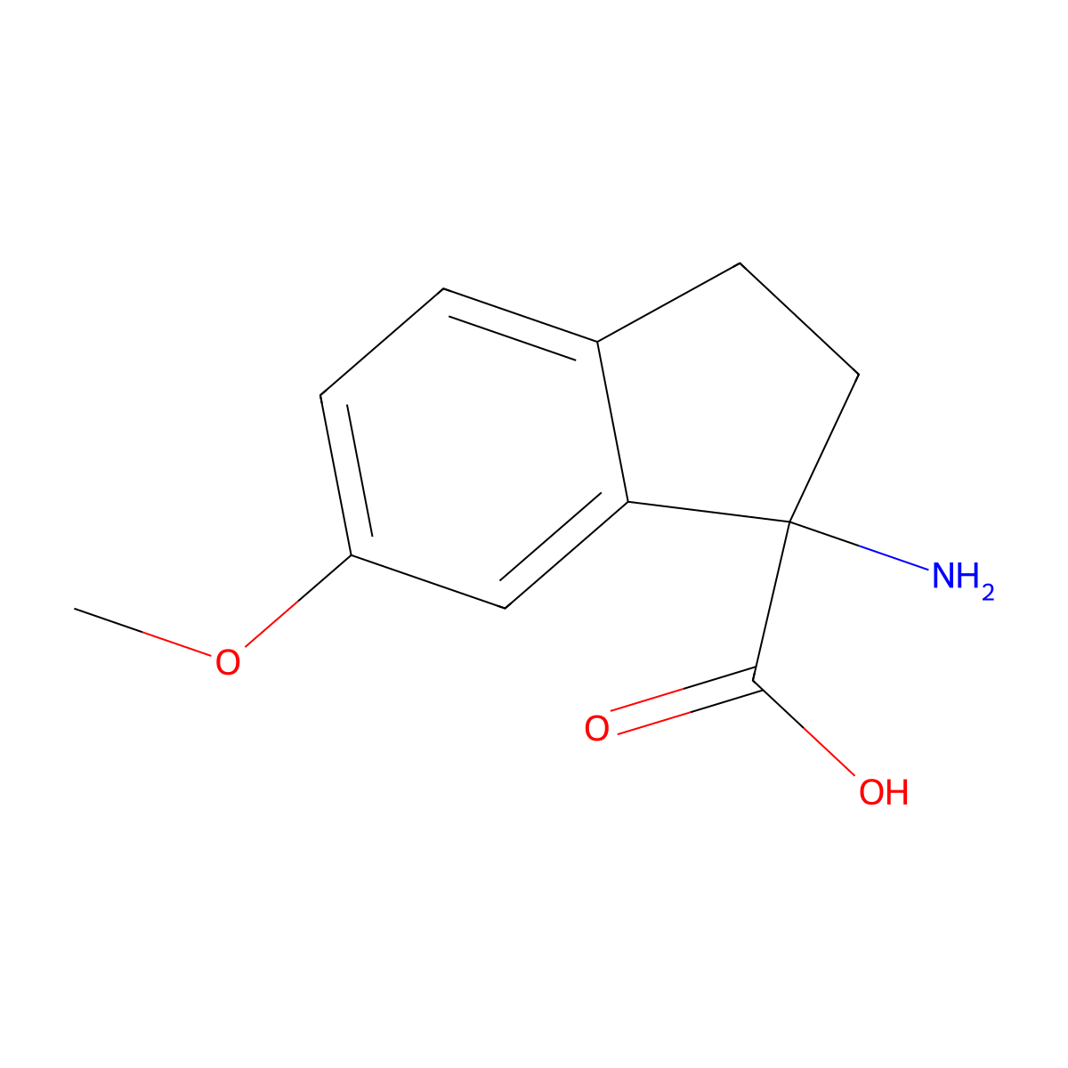 1-amino-6-methoxy-2,3-dihydro-1H-indene-1-carboxylic acid molecular structure, CAS 144646-14-0