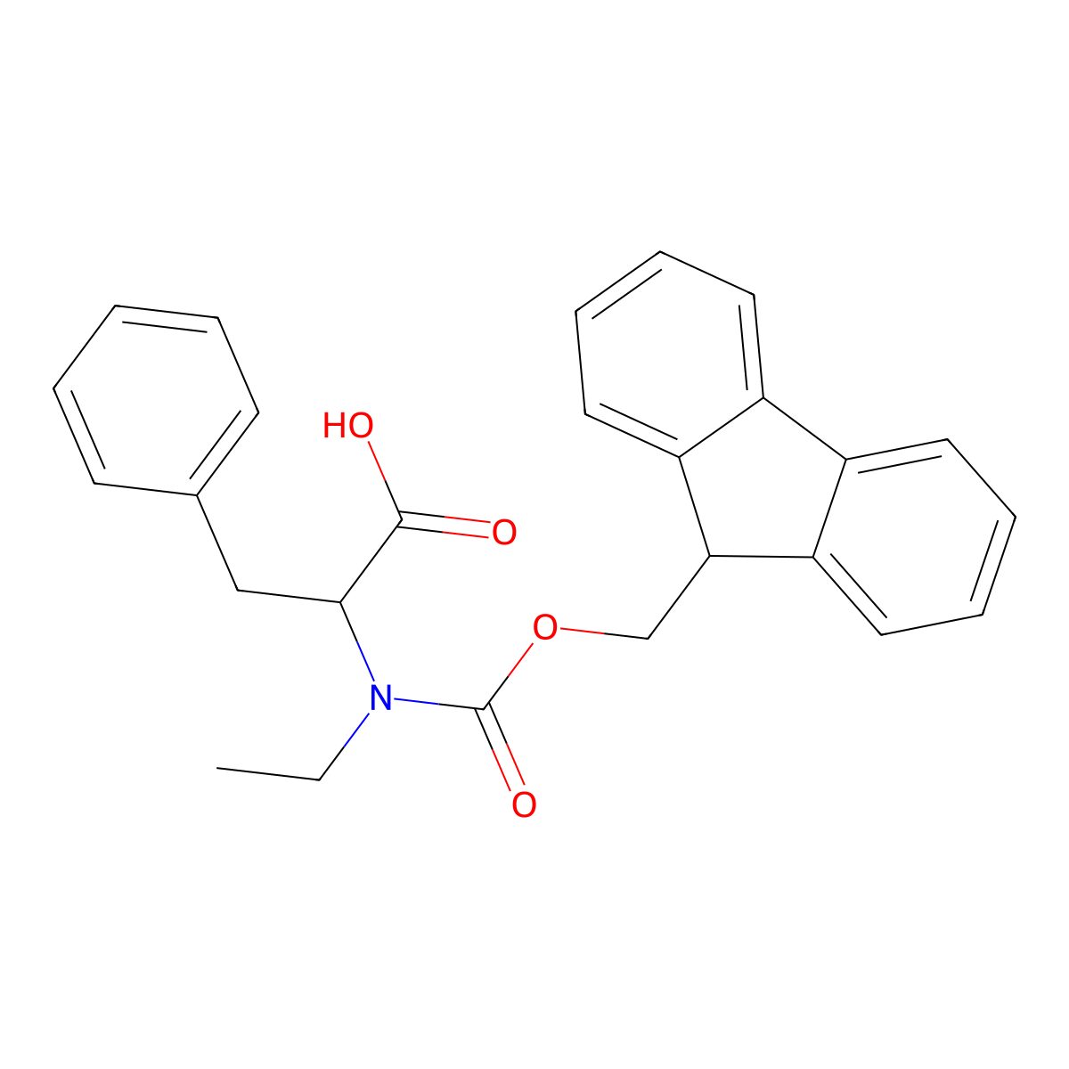 (2S)-2-(ethyl((((9H-fluoren-9-yl)methoxy)carbonyl))amino)-3-phenylpropanoic acid molecular structure, CAS 1446478-16-5