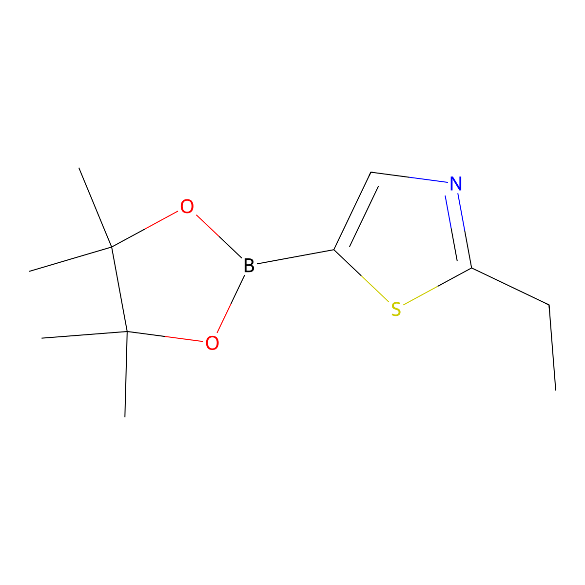 2-Ethyl-5-(4,4,5,5-tetramethyl-1,3,2-dioxaborolan-2-yl)thiazole molecular structure, CAS 1446478-67-6