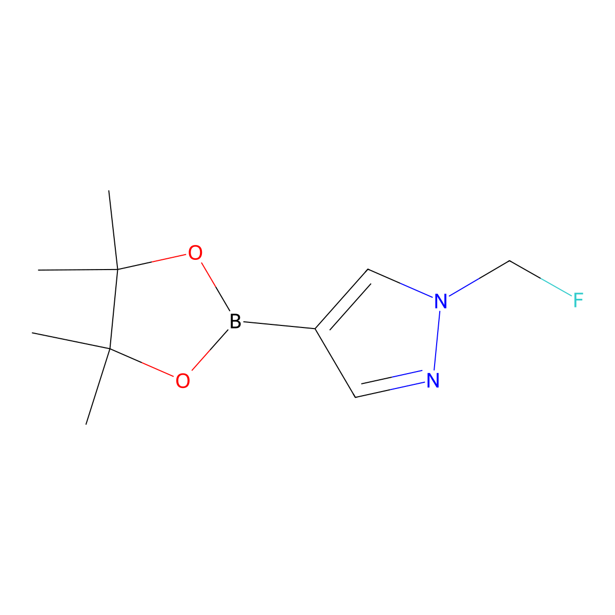 1-(fluoromethyl)-4-(tetramethyl-1,3,2-dioxaborolan-2-yl)-1H-pyrazole molecular structure, CAS 1446481-36-2