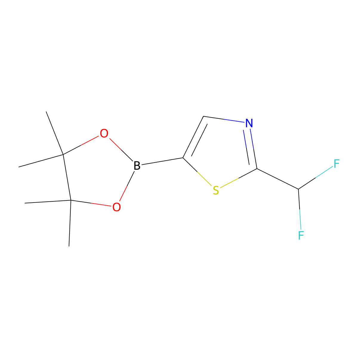2-(Difluoromethyl)-5-(4,4,5,5-tetramethyl-1,3,2-dioxaborolan-2-yl)thiazole molecular structure, CAS 1446485-40-0
