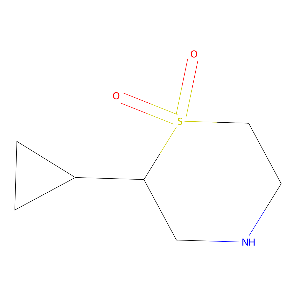 Thiomorpholine, 2-cyclopropyl-, 1,1-dioxide molecular structure, CAS 1446485-97-7