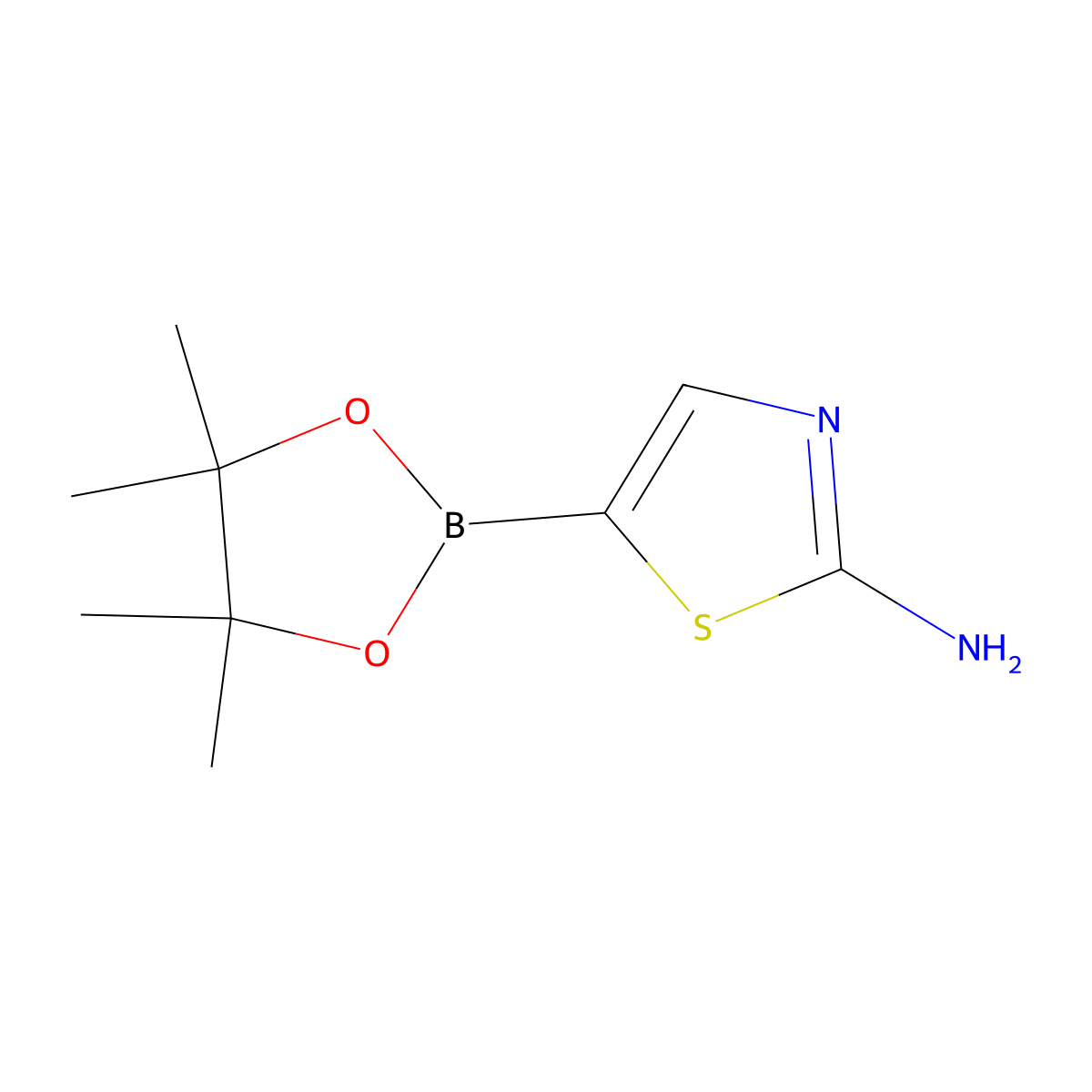 5-(4,4,5,5-Tetramethyl-1,3,2-dioxaborolan-2-YL)thiazol-2-amine molecular structure, CAS 1446485-98-8