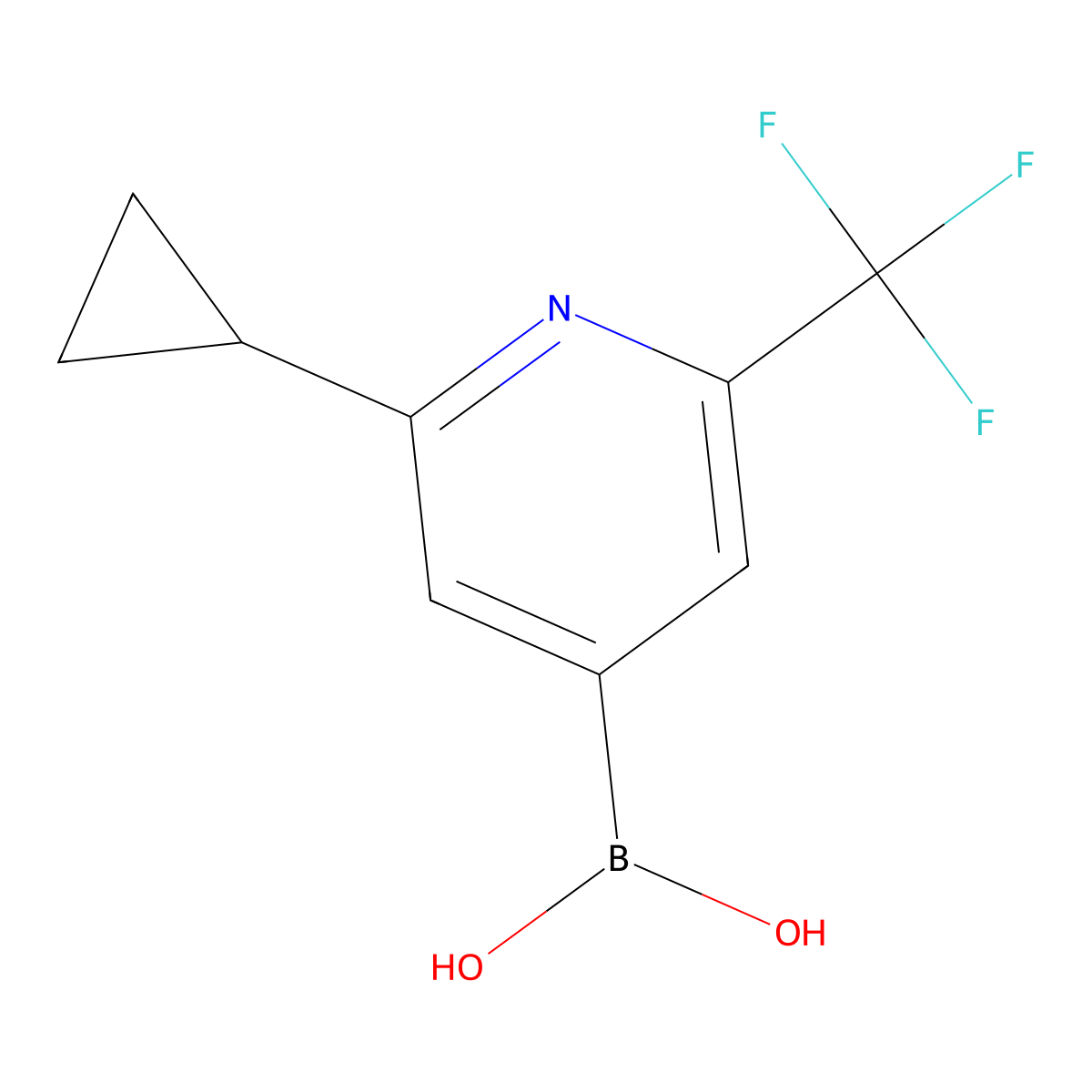 (2-Cyclopropyl-6-(trifluoromethyl)pyridin-4-yl)boronic acid molecular structure, CAS 1446486-08-3