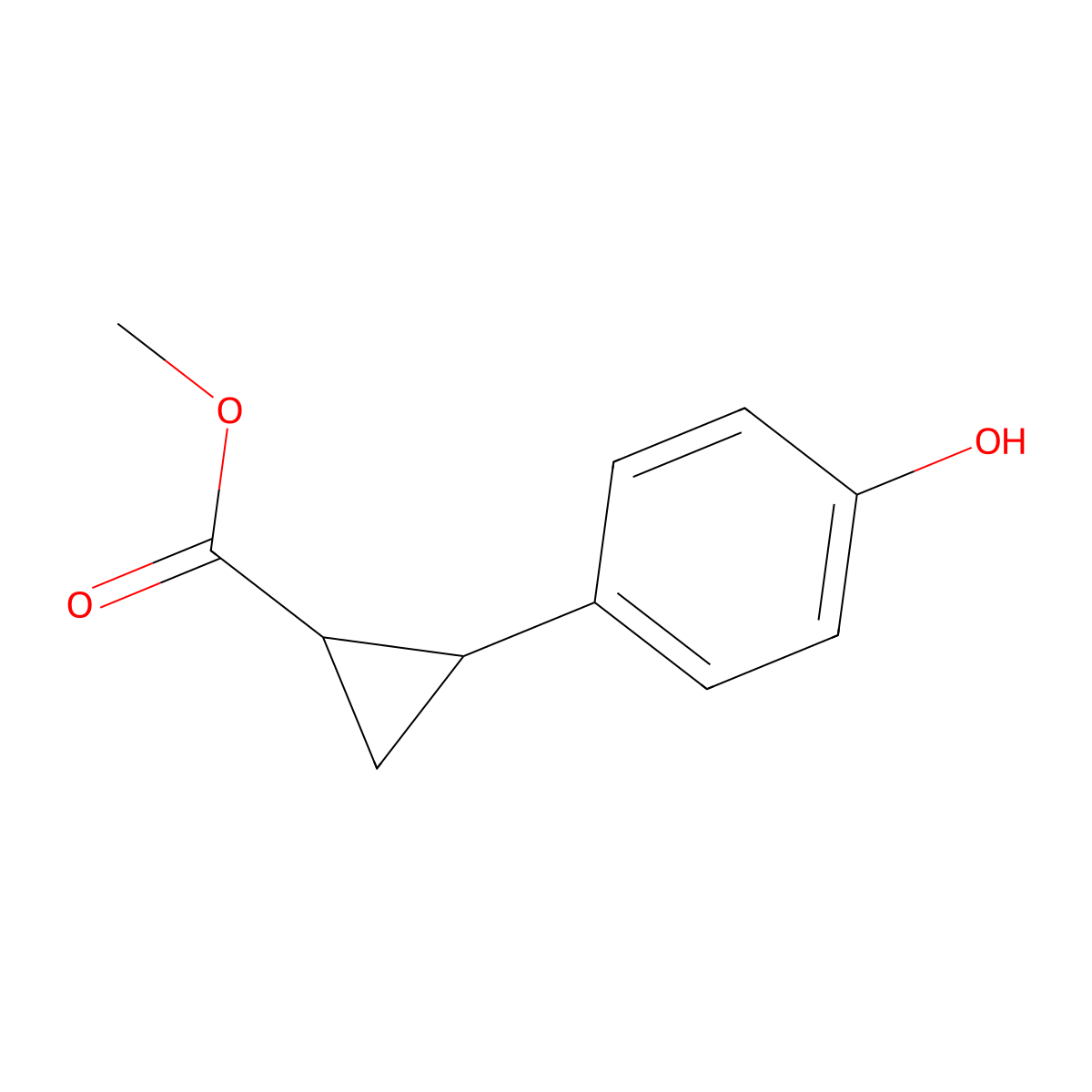 rac-methyl (1R,2R)-2-(4-hydroxyphenyl)cyclopropane-1-carboxylate molecular structure, CAS 1446486-78-7