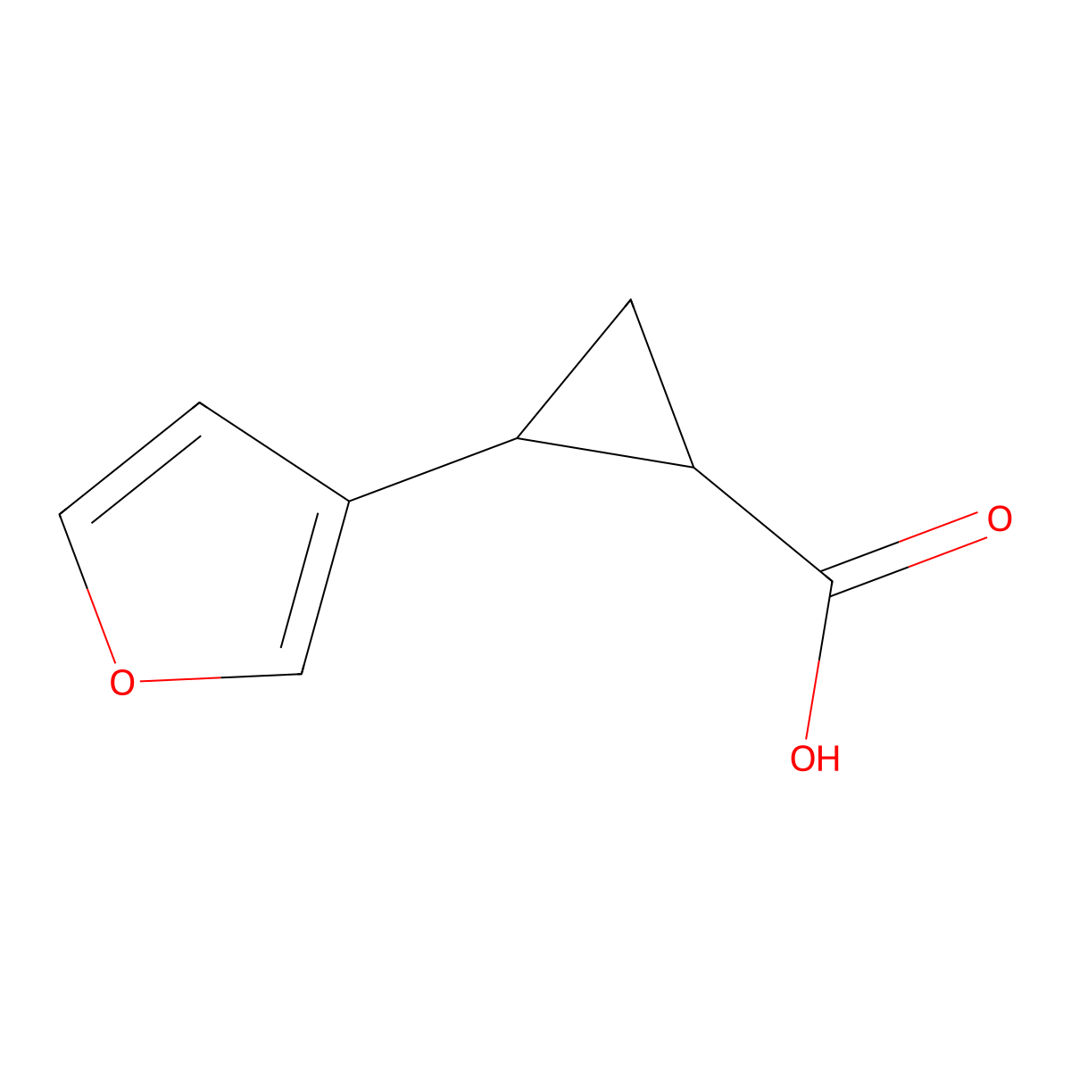 rac-(1R,2R)-2-(furan-3-yl)cyclopropane-1-carboxylic acid molecular structure, CAS 1446486-81-2