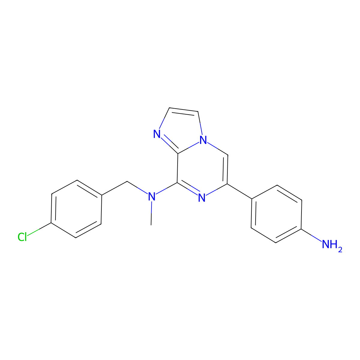 [6-(4-Amino-phenyl)-imidazo[1,2-a]pyrazin-8-yl]-(4-chloro-benzyl)-methyl-amine molecular structure, CAS 1446487-74-6