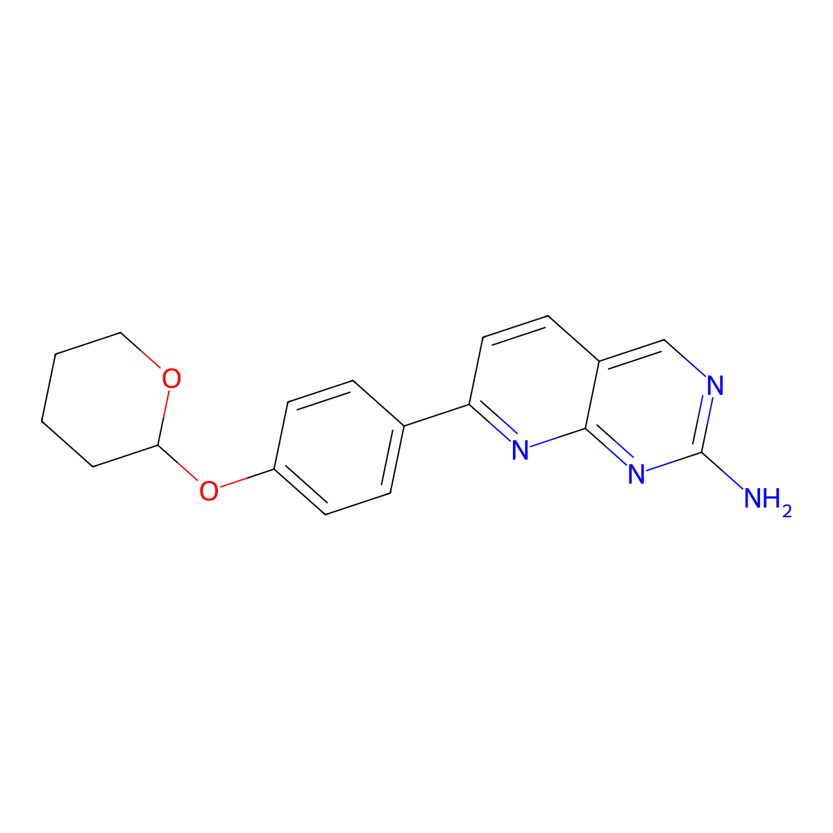 7-[4-(Tetrahydro-pyran-2-yloxy)-phenyl]-pyrido[2,3-d]pyrimidin-2-ylamine molecular structure, CAS 1446487-80-4