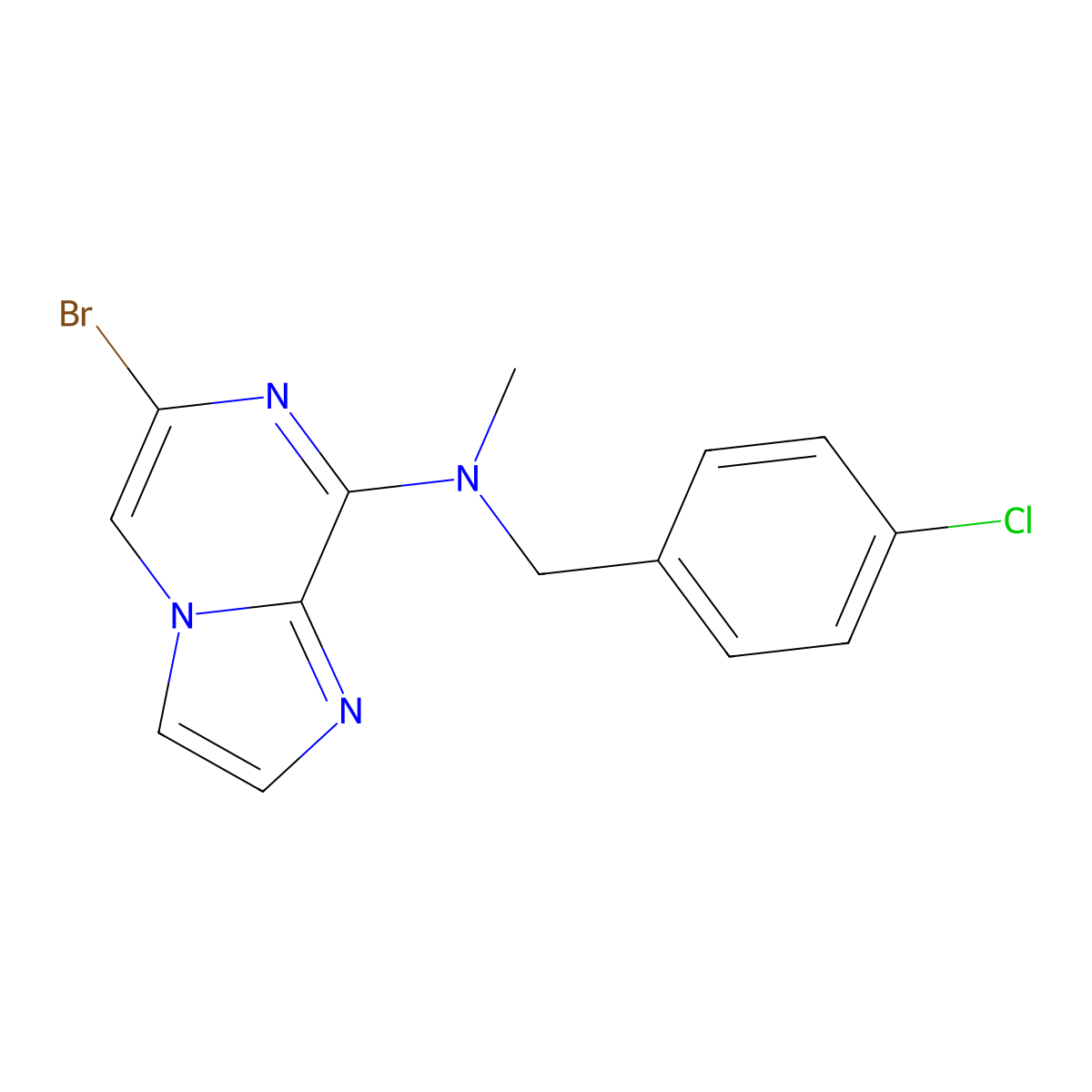 (6-Bromo-imidazo[1,2-a]pyrazin-8-yl)-(4-chloro-benzyl)-methyl-amine molecular structure, CAS 1446487-84-8