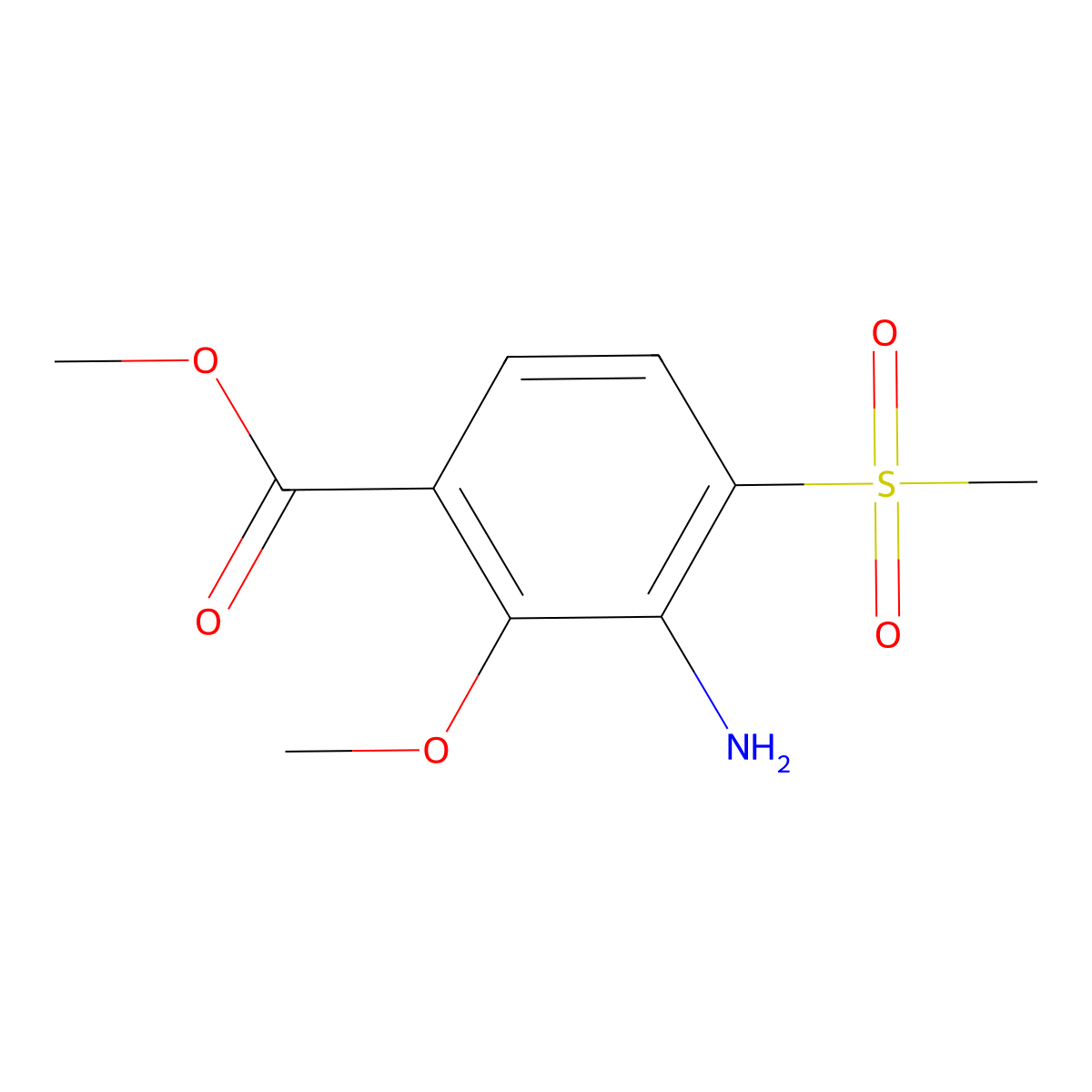 3-Amino-4-methanesulfonyl-2-methoxy-benzoic acid methyl ester molecular structure, CAS 1446487-99-5