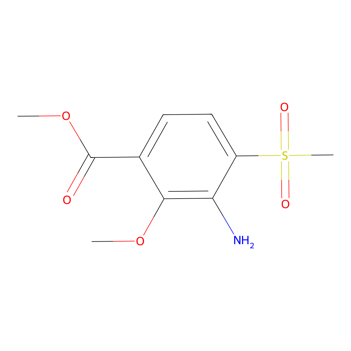 3-Amino-4-methanesulfonyl-2-methoxy-benzoic acid methyl ester molecular structure, CAS 1446487-99-5