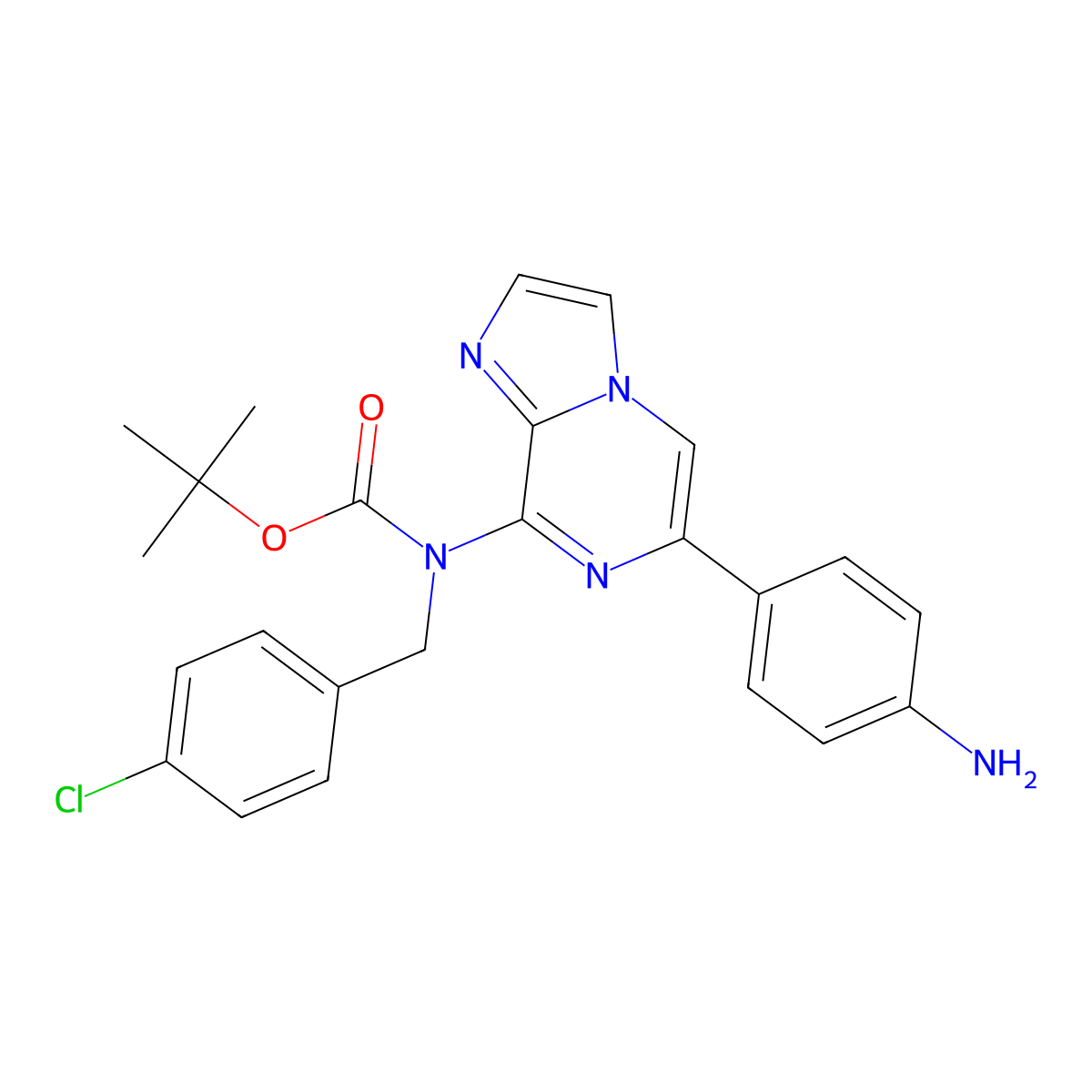 [6-(4-Amino-phenyl)-imidazo[1,2-a]pyrazin-8-yl]-(4-chloro-benzyl)-carbamic acid tert-butyl ester molecular structure, CAS 1446488-04-5