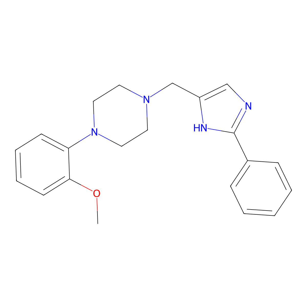 Piperazine, 1-(2-methoxyphenyl)-4-[(2-phenyl-1H-imidazol-4-yl)methyl]- molecular structure, CAS 144649-74-1