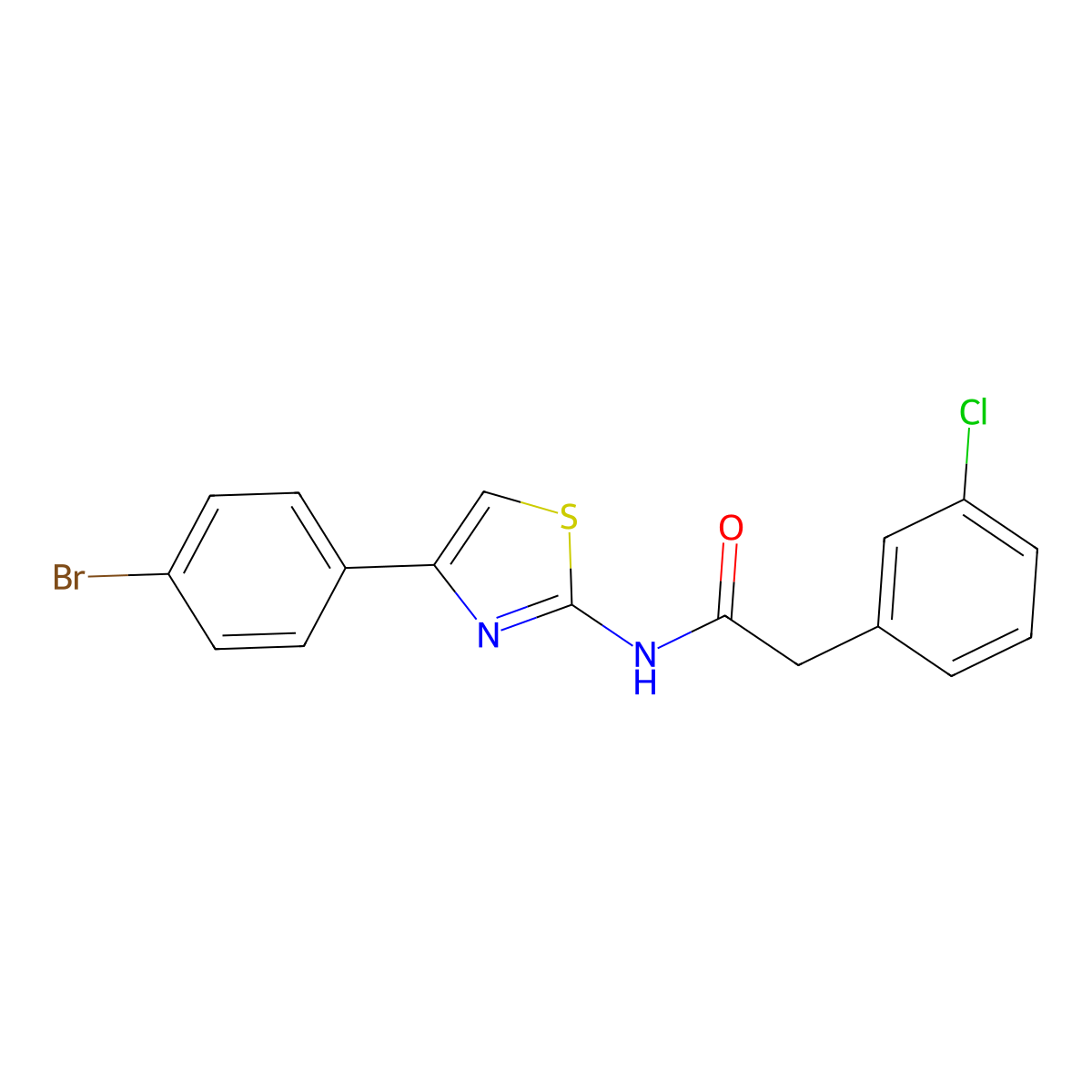 N-[4-(4-bromophenyl)-1,3-thiazol-2-yl]-2-(3-chlorophenyl)acetamide molecular structure, CAS 1446490-40-9
