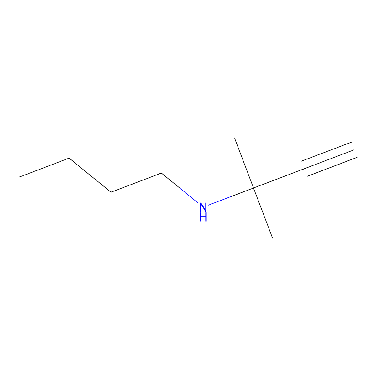 Butyl(2-methylbut-3-yn-2-yl)amine molecular structure, CAS 14465-40-8