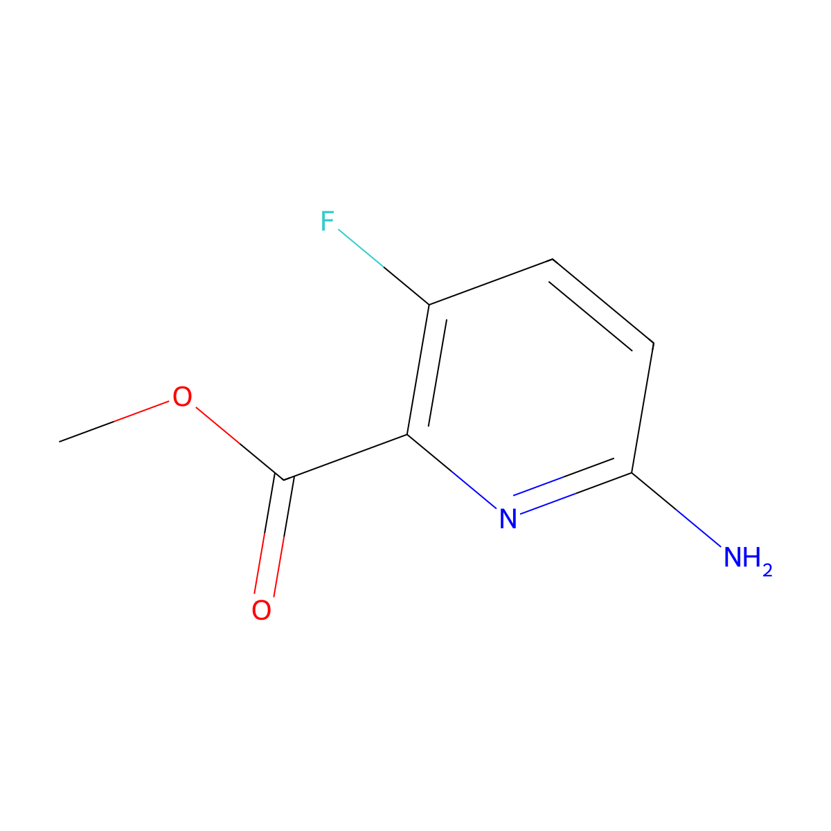 Methyl 6-amino-3-fluoropyridine-2-carboxylate molecular structure, CAS 1446509-50-7