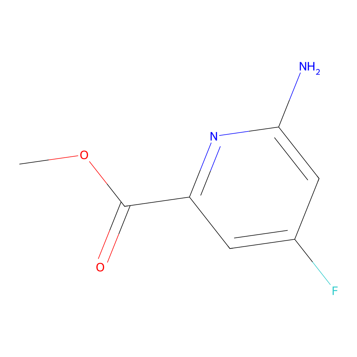 Methyl 6-amino-4-fluoropyridine-2-carboxylate molecular structure, CAS 1446509-55-2