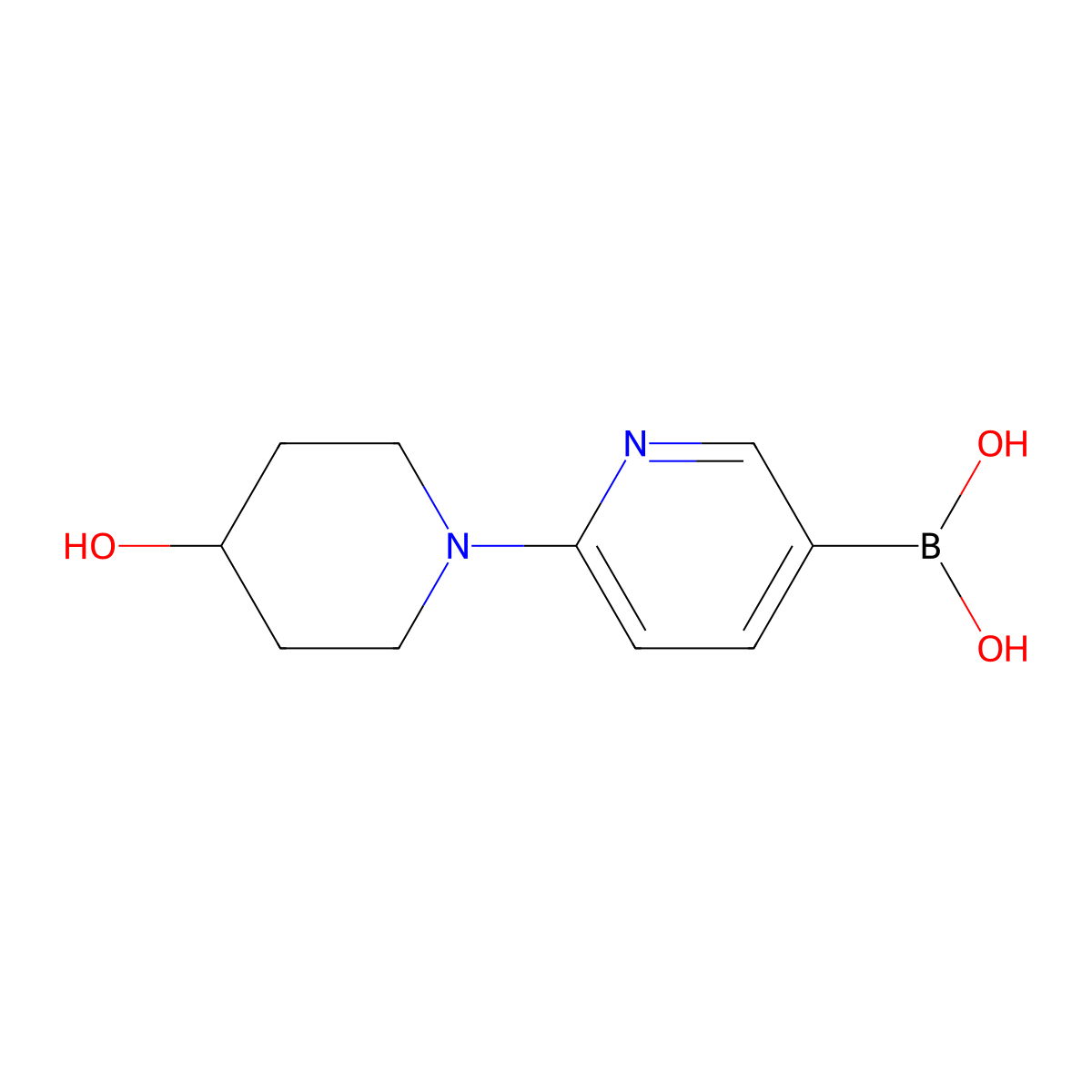 (6-(4-Hydroxypiperidin-1-yl)pyridin-3-yl)boronic acid molecular structure, CAS 1446509-85-8