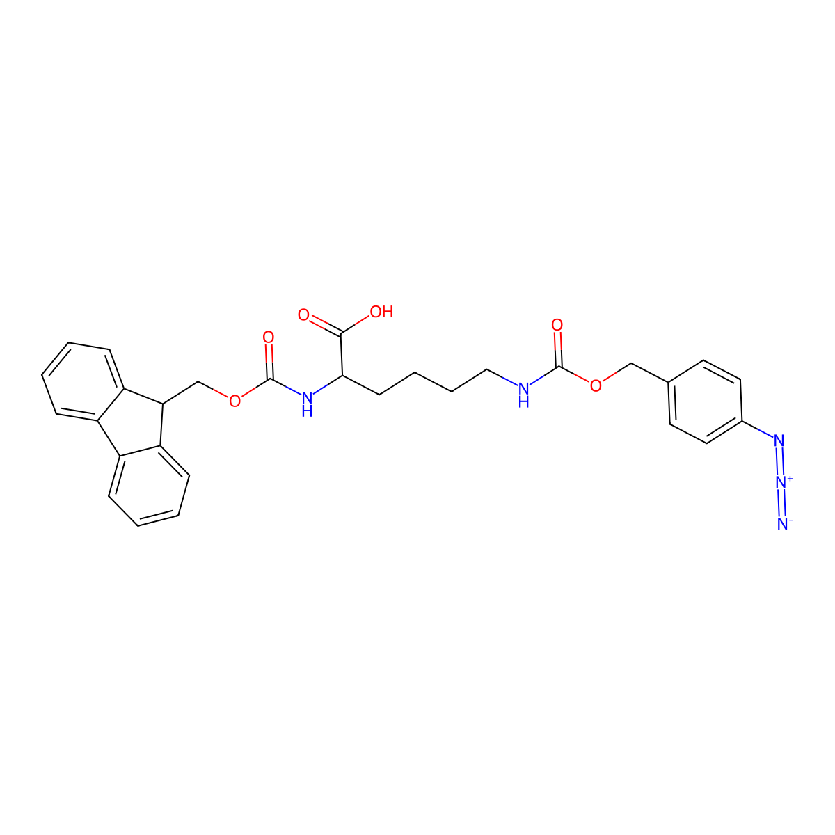 Fmoc-L-Lys(4-N3-Z)-OH molecular structure, CAS 1446511-14-3