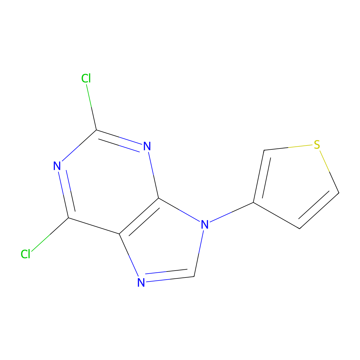 2,6-dichloro-9-(thiophen-3-yl)-9H-purine molecular structure, CAS 1446513-79-6