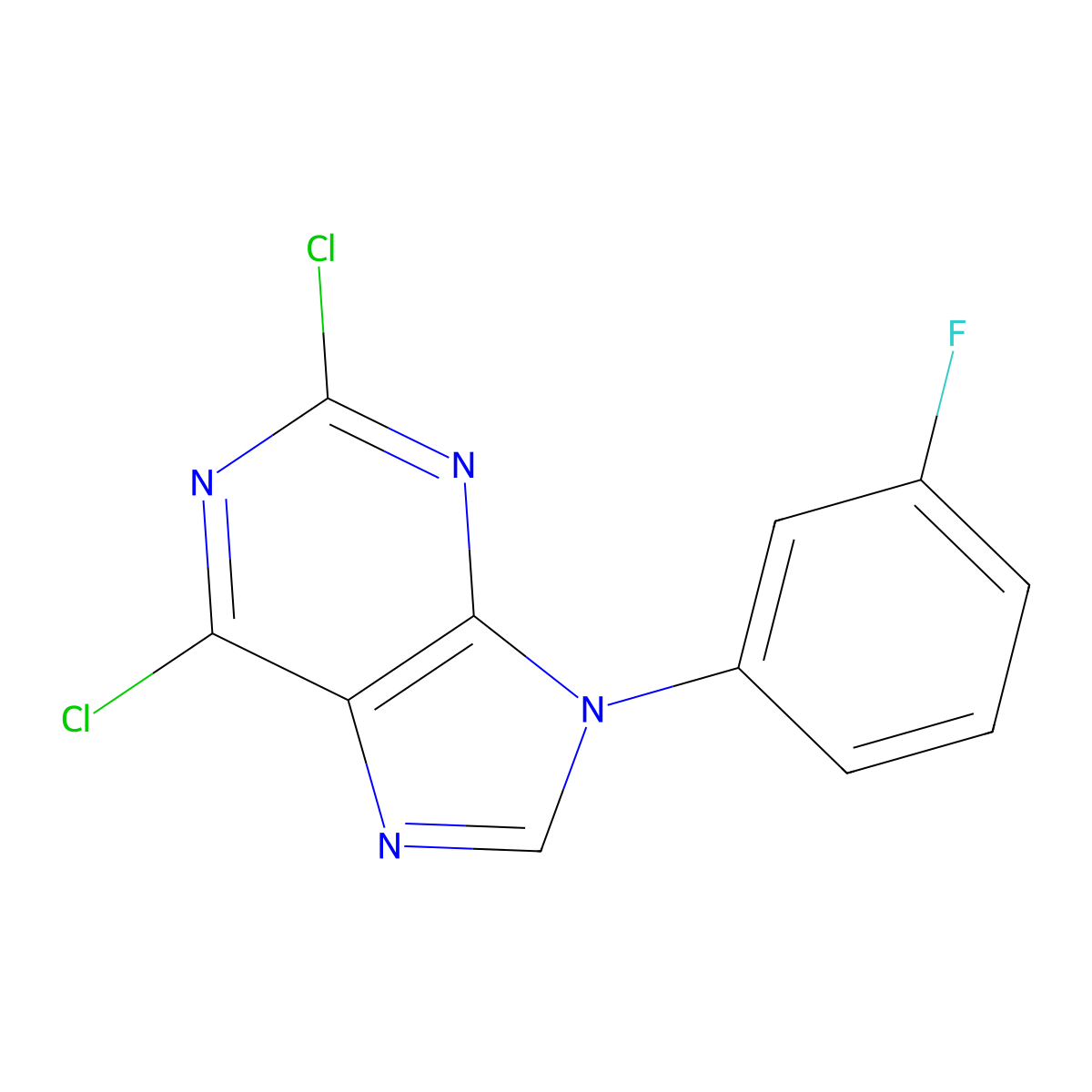 2,6-dichloro-9-(3-fluorophenyl)-9H-purine molecular structure, CAS 1446513-80-9